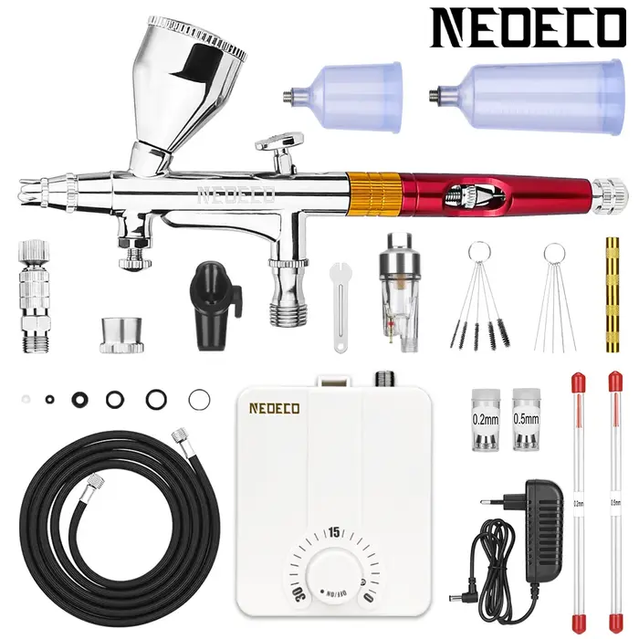 Aérographe à double Action avec Kit de compresseur d'arrêt automatique 30psi