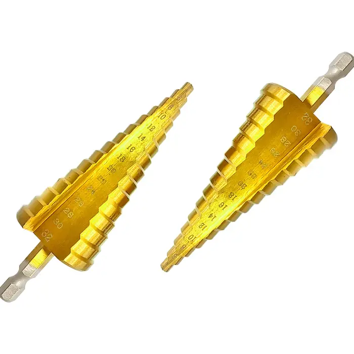 1PC titane plaqué Hexagonal rainure droite étape perceuse 4-32mm alésage pagode foret trou ouverture