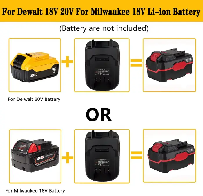 Adaptateur convertisseur pour batterie au lithium Milwaukee 18V