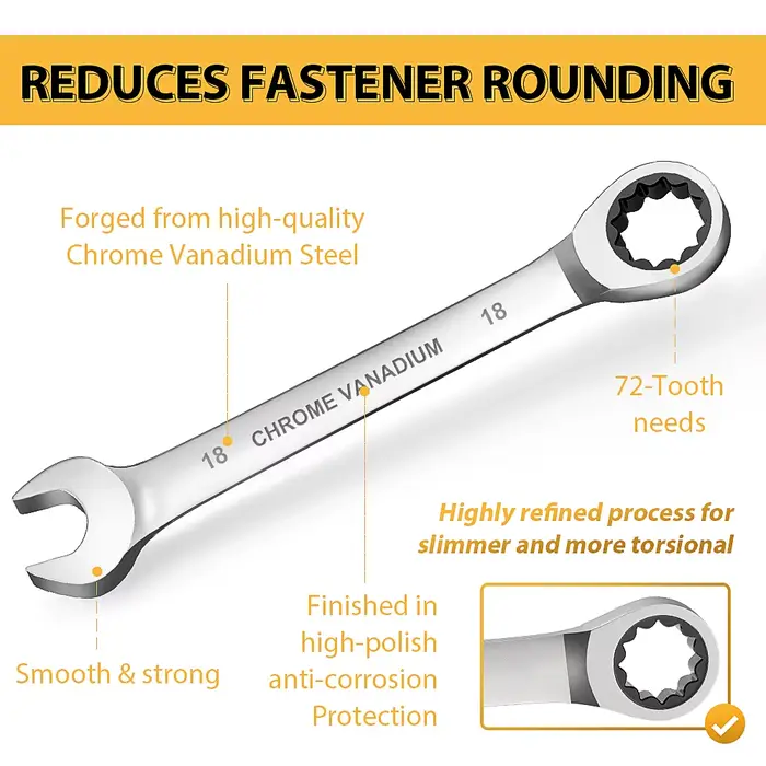 WOZOVP Partners-Ensemble de cliquet de tête, Meacceler6-19mm, 72 dents, Cr-V mètre ted