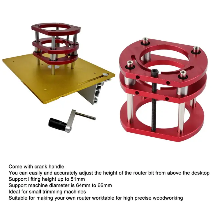 Base de levage de routeur en alliage d'aluminium et acier inoxydable