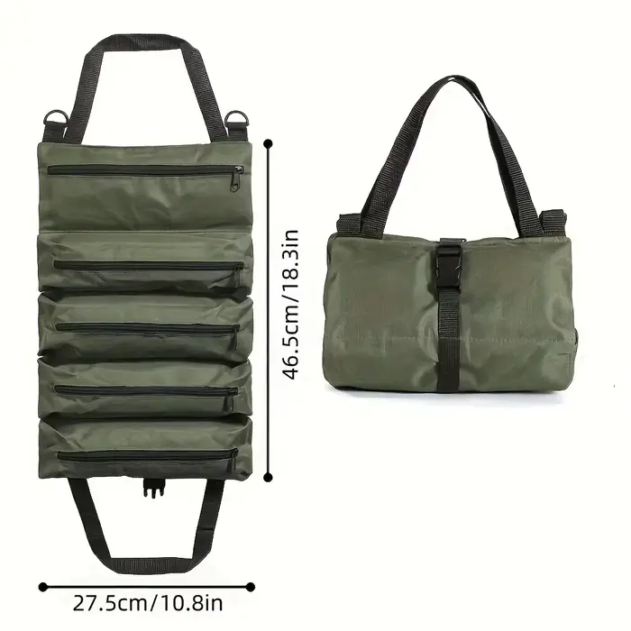 Sac à outils enroulable robuste-organisateur multi-outils en tissu Oxford rangement de garage tout-en-un pour mécaniciens/électriciens/charpentier