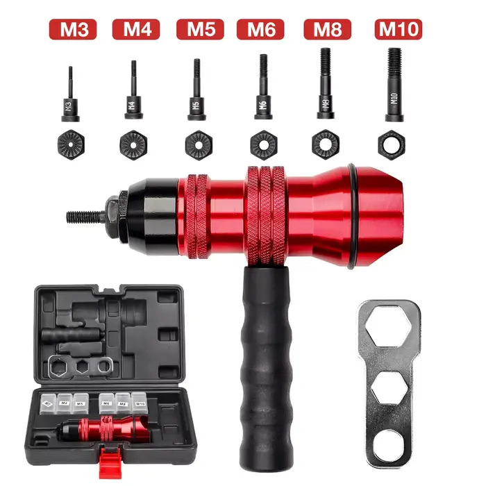 Adaptateur de rivetage de pistolet à écrou de rivet électrique M3 M4 M5 M6 M8 M10, outil d'écrou de 