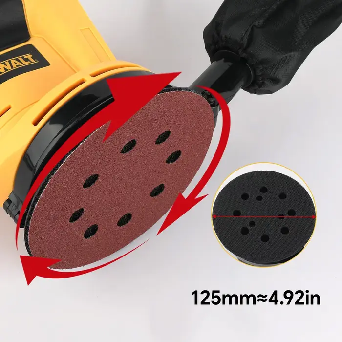 Ponceuse orbitale DEWALT 18V/20V avec aspiration des poussières pour le polissage du bois intensif dans la construction et l'atelier