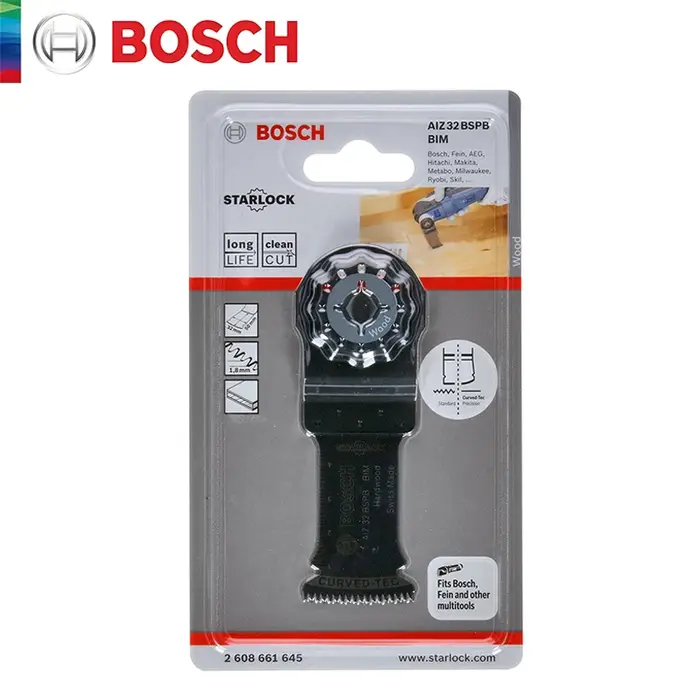 Lame de scie oscillante Bosch Starlock AIZ 32 BSPB BIM, lame de scie à découpe plongeante pour bois 