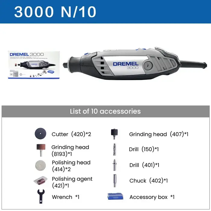 Dremel-Mini meuleuse électrique 3000 avec kit d'accessoires professionnels