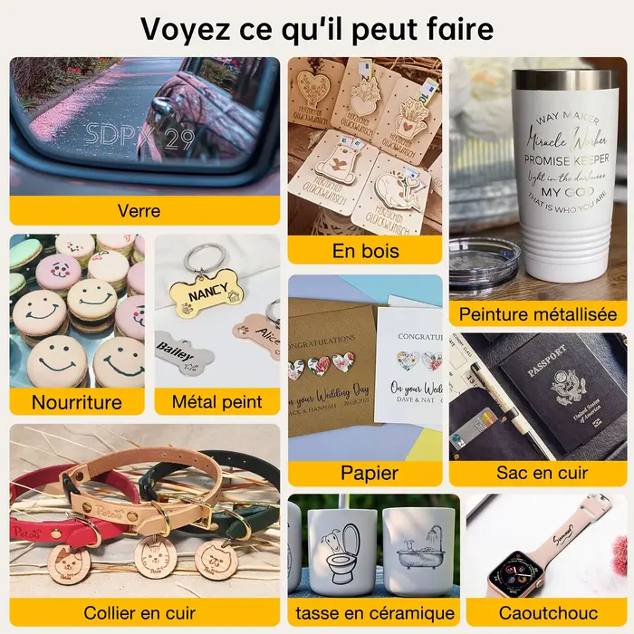 DAJA DJ6 Mini graveur Laser Portable bricolage Bluetooth Machine peint chien étiquette papier cuir en bois plastique