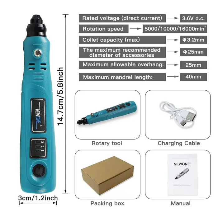 Graveur électrique sans fil 3.6V, mini perceuse meuleuse avec outils distants pour accessoires rectifieuse bricolage